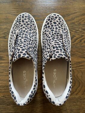NEW J/SLIDES Heidi Women's Leopard Slip-On Sneakers - Beige & Black